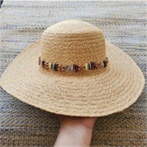 Beaded Floppy Straw Western Rodeo Bohemian Beach Hat